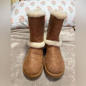 Chestnut Suede Shearling Winter Boots